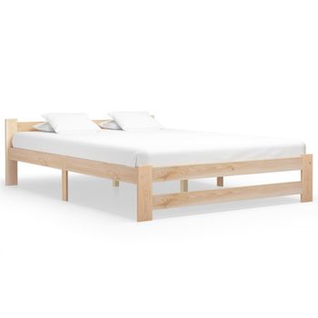 Estructura De Cama De Madera Maciza De Pino 120x200 Cm Marrón