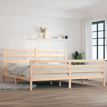 Estructura De Cama De Madera Maciza De Pino 200x200 Cm