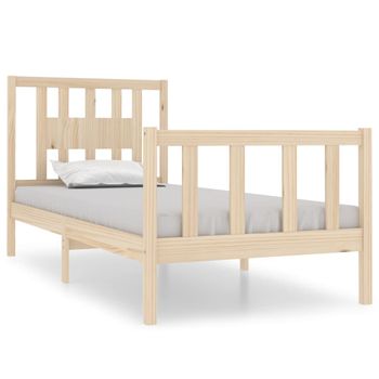 Estructura De Cama Madera Maciza 90x190 Cm Marrón