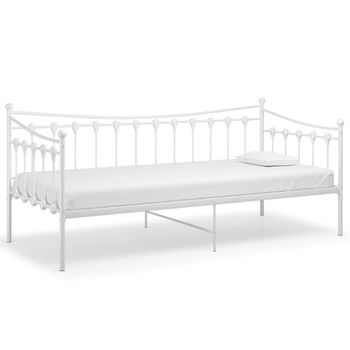 Estructura De Sofá Cama De Metal Blanco 90x200 Cm