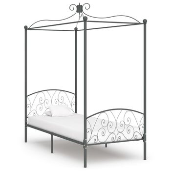 Estructura De Cama Con Dosel Metal Gris 100x200 Cm