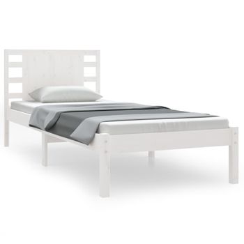 Estructura De Cama Madera Maciza De Pino Blanco 90x200 Cm