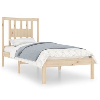 Estructura De Cama Individual Madera Maciza 75x190 Cm