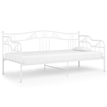 Estructura De Sofá Cama De Metal Blanco 90x200 Cm