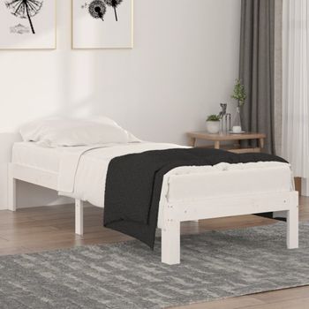 Estructura De Cama Madera Maciza Individual Pequeña 75x190 Cm