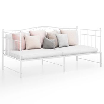 Estructura De Sofá Cama Extraíble De Metal Blanco 90x200 Cm