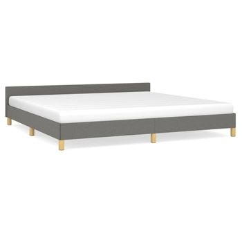 Estructura De Cama Con Cabecero Tela Gris Oscuro 200x200 Cm