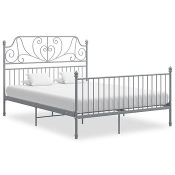 Estructura De Cama De Metal Gris 160x200 Cm