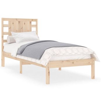 Estructura De Cama Madera Maciza 90x190 Cm Marrón