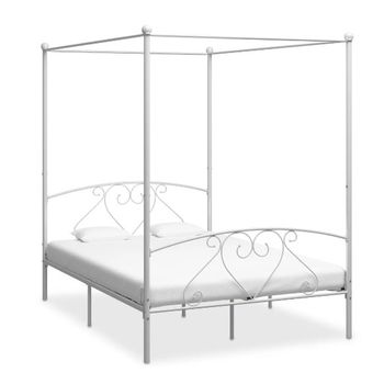 Estructura De Cama Con Dosel Metal Blanco 160x200 Cm