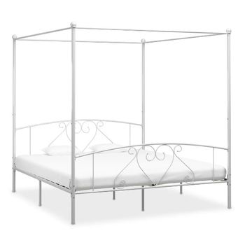 Estructura De Cama Con Dosel Metal Blanco 180x200 Cm