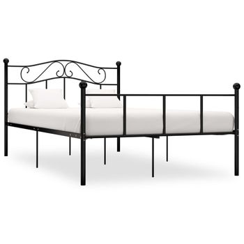 Estructura De Cama De Metal Negro 140x200 Cm