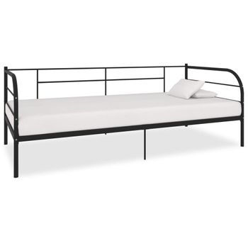 Estructura De Cama De Metal Negro 90x200 Cm