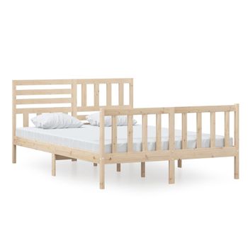 Estructura De Cama De Madera Maciza 140x200 Cm Marrón