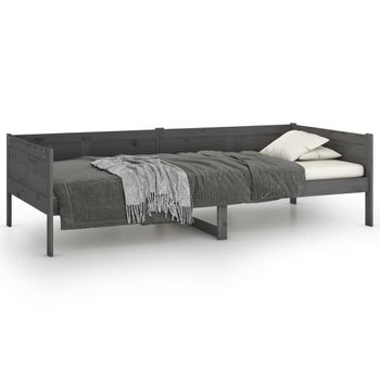 Sofá Cama De Madera Maciza De Pino Gris 90x200 Cm