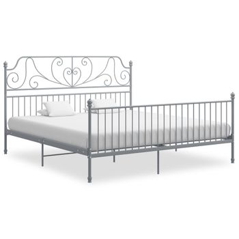 Estructura De Cama De Metal Gris 180x200 Cm