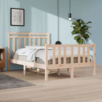 Estructura De Cama Doble Pequeña De Madera Maciza 120x190 Cm