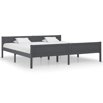 Estructura De Cama De Madera Maciza De Pino Gris 200x200 Cm