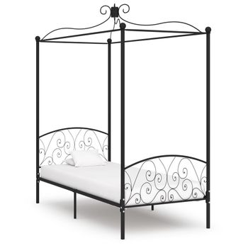 Estructura De Cama Con Dosel Metal Negro 100x200 Cm