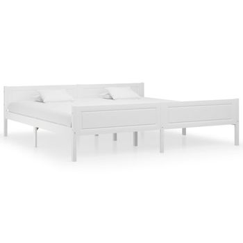 Estructura De Cama De Madera Maciza De Pino Blanco 200x200 Cm