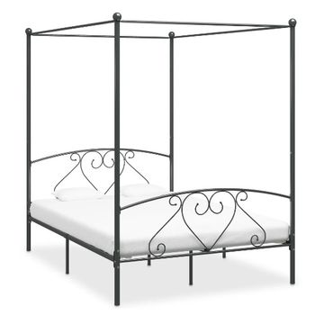 Estructura De Cama Con Dosel Metal Gris 160x200 Cm