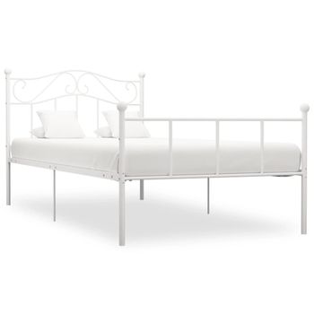 Estructura De Cama De Metal Blanco 90x200 Cm