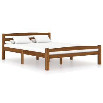 Estructura De Cama Madera Maciza Pino Marrón Miel 140x200 Cm