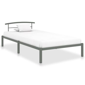 Estructura De Cama De Metal Gris 90x200 Cm