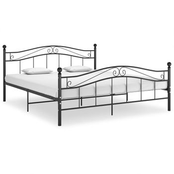 Estructura De Cama De Metal Negro 140x200 Cm