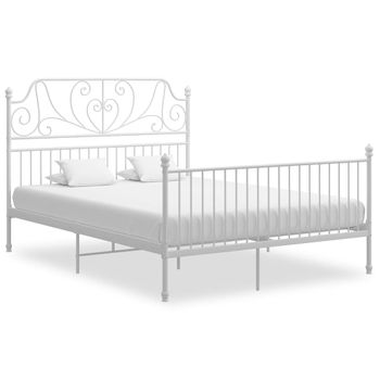 Estructura De Cama De Metal Blanca 140x200 Cm