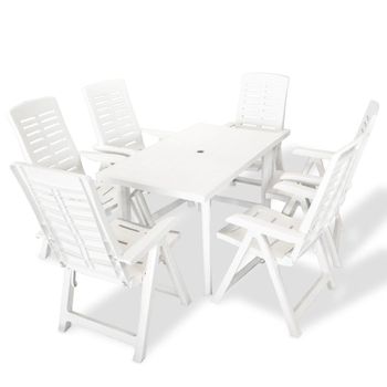 Juego De Comedor De Jardín 7 Piezas Plástico Blanco