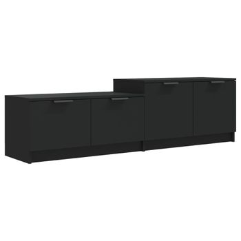 Mueble De Tv Madera Contrachapada Negro 158,5x36x45 Cm