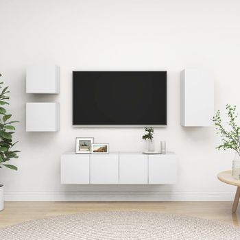 Juego De Mueble Para Tv De 5 Piezas Aglomerado Blanco