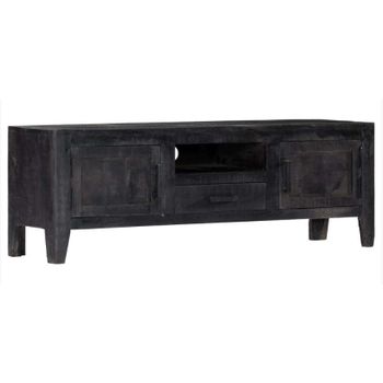 Mueble Para Tv De Madera Maciza De Mango Negro 118x30x40 Cm