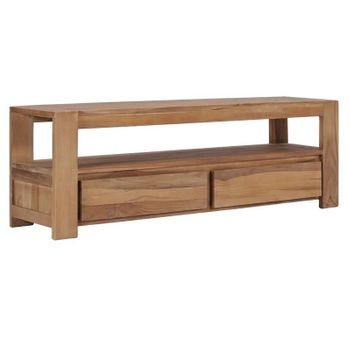 Mueble Para Tv De Teca Maciza 120x30x40 Cm Marrón