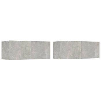 Muebles Tv 2 Uds Madera Contrachapada Gris Hormigón 80x30x30 Cm