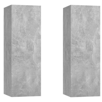 Muebles Para Tv 2 Uds Contrachapada Gris Hormigón 30,5x30x90 Cm