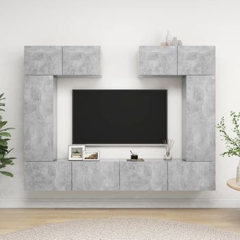 Juego De Mueble Para Tv De 6 Piezas Aglomerado Gris Hormigón