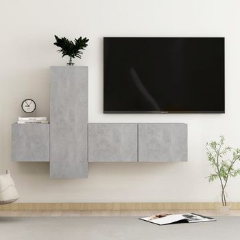 Juego De Mueble Para Tv De 3 Piezas Aglomerado Gris Hormigón