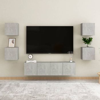 Juego De Mueble Para Tv De 6 Piezas Aglomerado Gris Hormigón