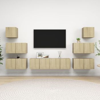 Muebles De Pared De Tv 8 Pzas Aglomerado Color Roble Sonoma