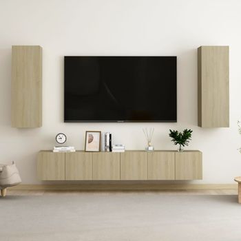 Muebles De Pared De Tv 5 Pzas Aglomerado Color Roble Sonoma