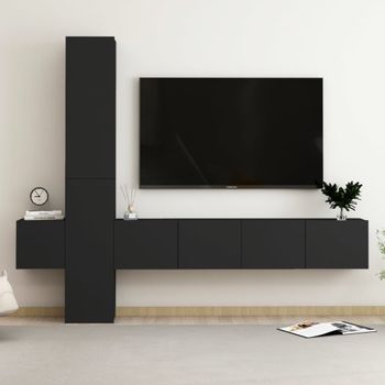 Juego De Mueble Para Tv De 5 Piezas Aglomerado Negro