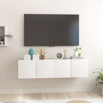 Muebles Colgantes De Tv 2 Unidades Blanco 60x30x30 Cm