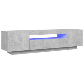 Mueble De Tv Con Luces Led Gris Hormigón 160x35x40 Cm