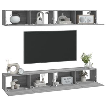 Muebles De Tv 4 Piezas Gris Sonoma 100x30x30 Cm