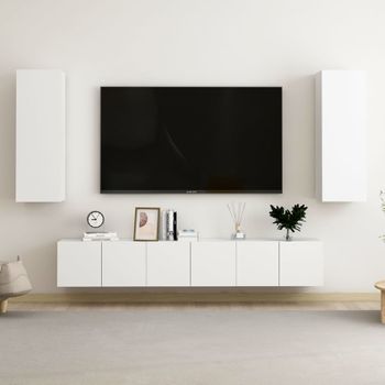 Juego De Mueble Para Tv De 5 Piezas Madera Contrachapada Blanco