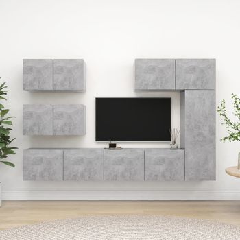 Juego De Mueble Para Tv De 6 Piezas Aglomerado Gris Hormigón