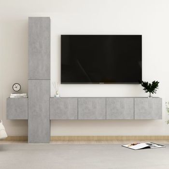 Juego De Mueble Para Tv De 5 Piezas Aglomerado Gris Hormigón