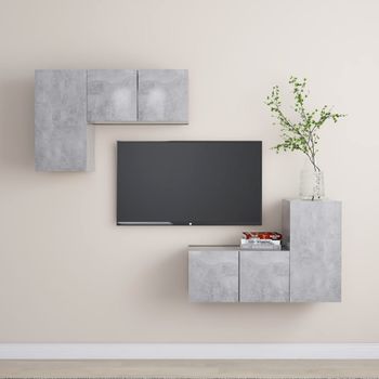 Juego De Mueble Para Tv De 4 Piezas Aglomerado Gris Hormigón